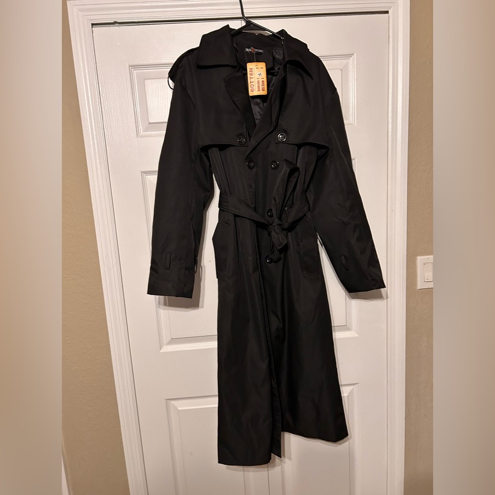 Woman Size Medium Classic Black Trench Coat